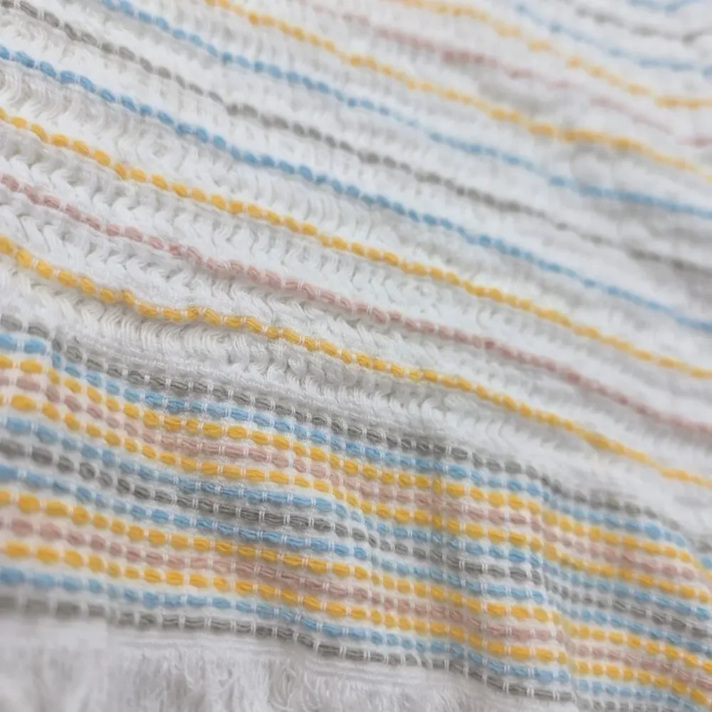 Inup Fine Linens Cotton Summer Throw/Blanket Waffle Weave Portugal NWT Pastels